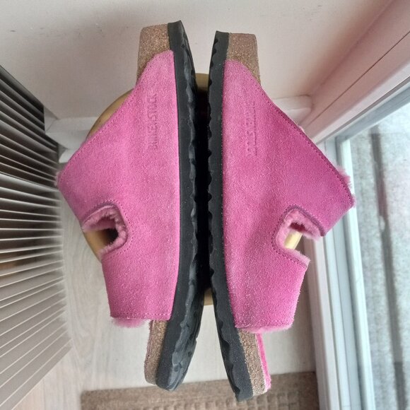 Birkenstock Arizona Pink Shearling Suede Sandals Size 39 US 8 - 8.5 - Picture 4 of 16